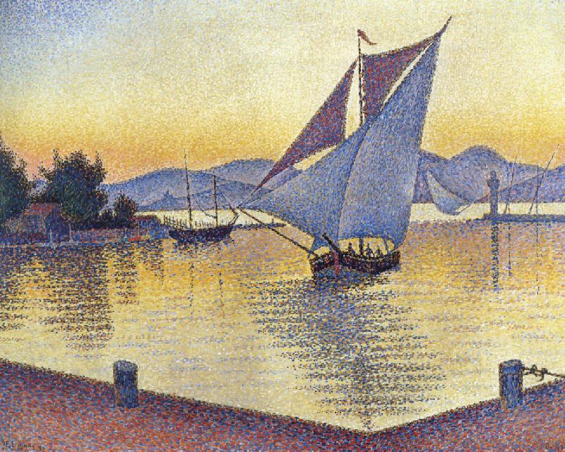 Paul Signac port at sunset oil painting picture